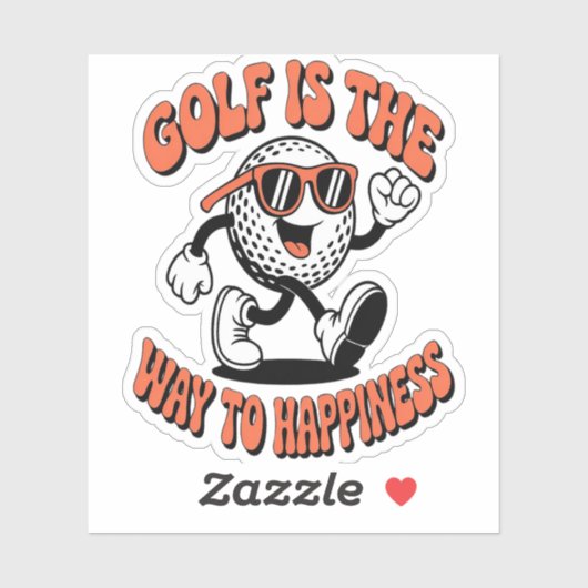 Vrolijke golfbal mascotte sticker (Vel)