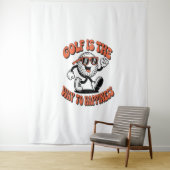 Vrolijke golfbal mascotte wandkleed (In situ)