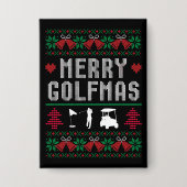 Vrolijke Golfmas Golf Golfen Golfer Lelijke Kerst Button (Voorkant)