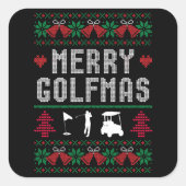 Vrolijke Golfmas Golf Golfen Golfer Lelijke Kerst Vierkante Sticker (Voorkant)