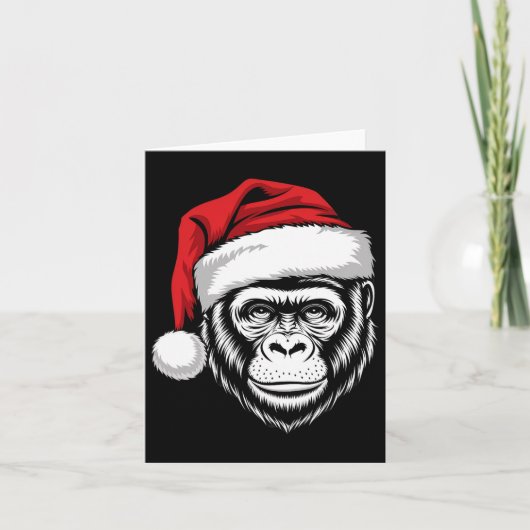 Vrolijke Gorilla Santa op Gorilla Christmas Kaart (Voorkant)