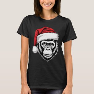 Vrolijke Gorilla Santa op Gorilla Christmas T-shirt