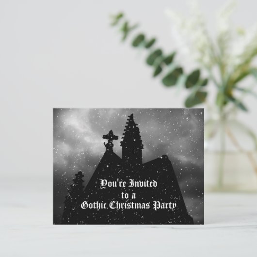 Vrolijke Gotische Kerstfeest uitnodigingen (Staand voorkant)