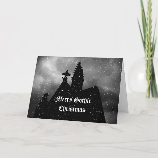 Vrolijke Gotische Kerstkaart voor jouw tekst Feestdagen Kaart (Voorkant)