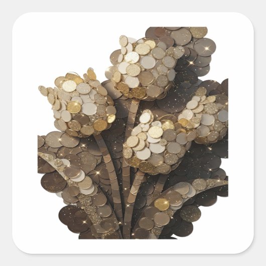 Vrolijke Gouden Abstract Sticker Motief (Voorkant)