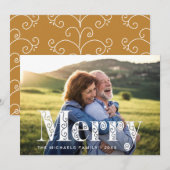 Vrolijke Gouden Gele Wervelingen Foto Kerstmis Feestdagenkaart (Voorkant / Achterkant)