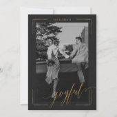 Vrolijke Gouden Glitter Script Foto Kerstkaart (Voorkant)