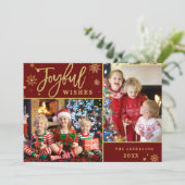 Vrolijke Gouden Lijst Moderne Script 2 FOTO Felici Feestdagenkaart (Staand voorkant)