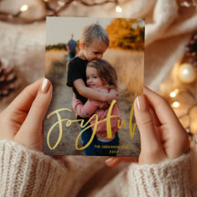 Vrolijke Gouden Script Folie Foto Kerstmis
