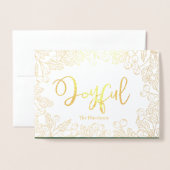 Vrolijke gouden winterbessen groene kerstfoto folie kaarten (Voorkant met envelop)