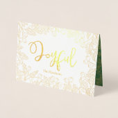 Vrolijke gouden winterbessen groene kerstfoto folie kaarten (Voorkant)