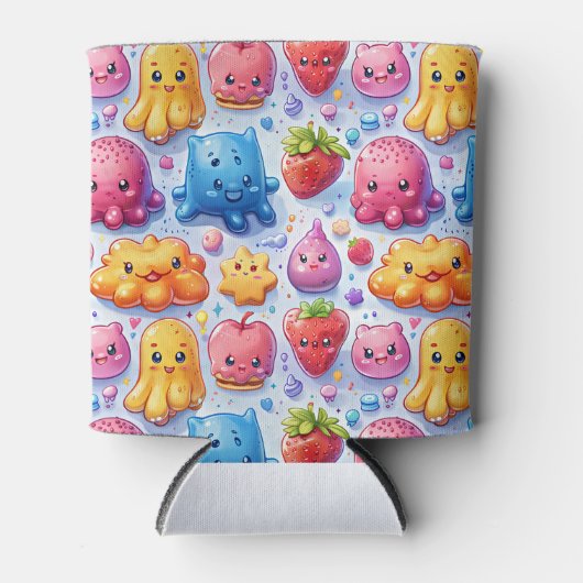 Vrolijke grappige schattige snoepjes blikjeskoeler (Voorkant)