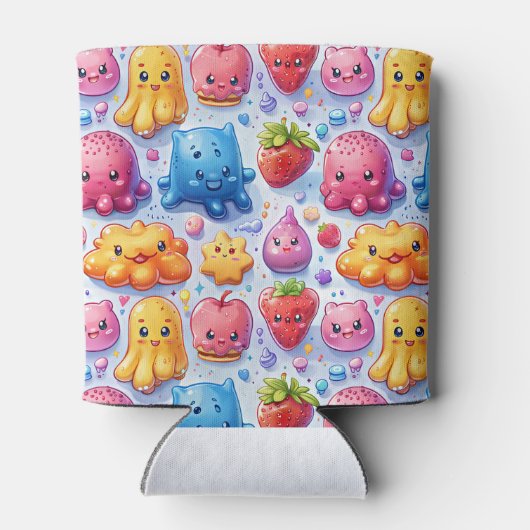 Vrolijke grappige schattige snoepjes blikjeskoeler (Achterkant)