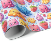 Vrolijke grappige schattige snoepjes cadeaupapier (Rol Hoek)