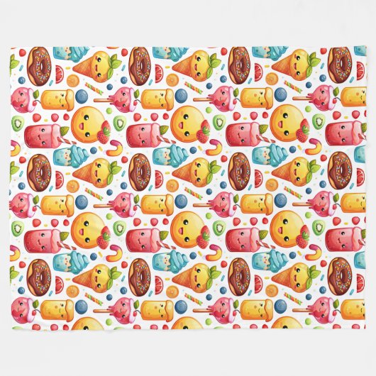 Vrolijke grappige schattige snoepjes fleece deken (Voorkant (Horizontaal))