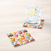 Vrolijke grappige schattige snoepjes kartonnen onderzetters (Insitu)