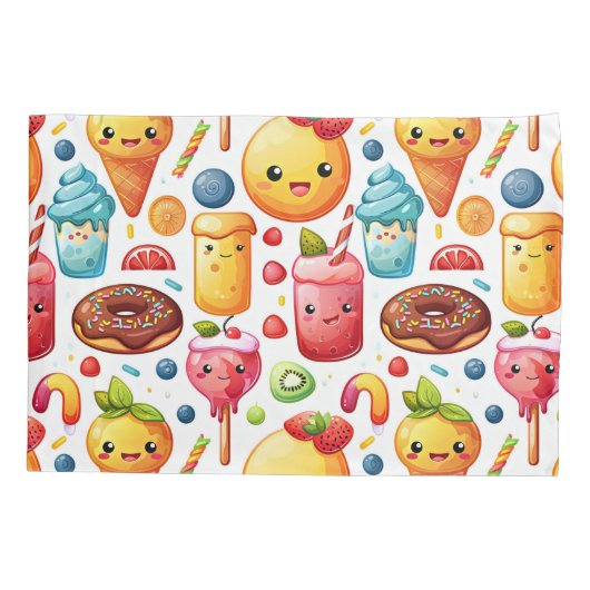 Vrolijke grappige schattige snoepjes kussensloop (Achterkant)