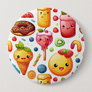 Vrolijke grappige schattige snoepjes ronde button 4,0 cm