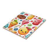 Vrolijke grappige schattige snoepjes tegeltje (Zijkant)