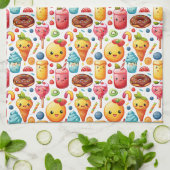 Vrolijke grappige schattige snoepjes theedoek (Gevouwen)