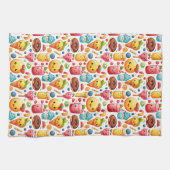 Vrolijke grappige schattige snoepjes theedoek (Horizontaal)