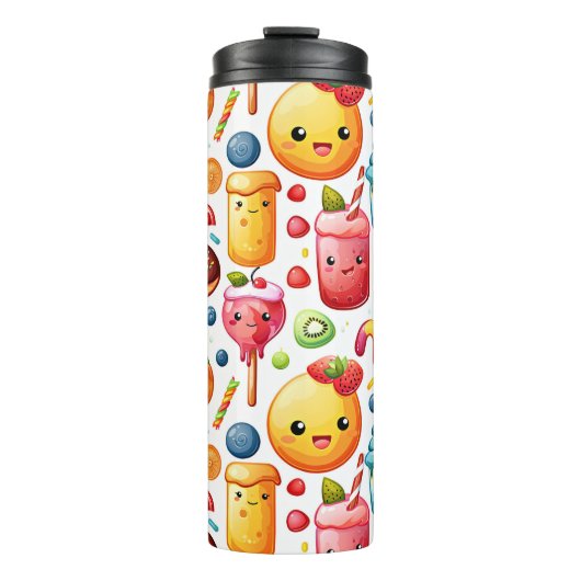 Vrolijke grappige schattige snoepjes thermosbeker (Voorkant)