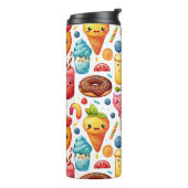 Vrolijke grappige schattige snoepjes thermosbeker (Gedraaid links)