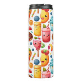 Vrolijke grappige schattige snoepjes thermosbeker (Achterkant)