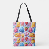 Vrolijke grappige schattige snoepjes tote bag (Achterkant)