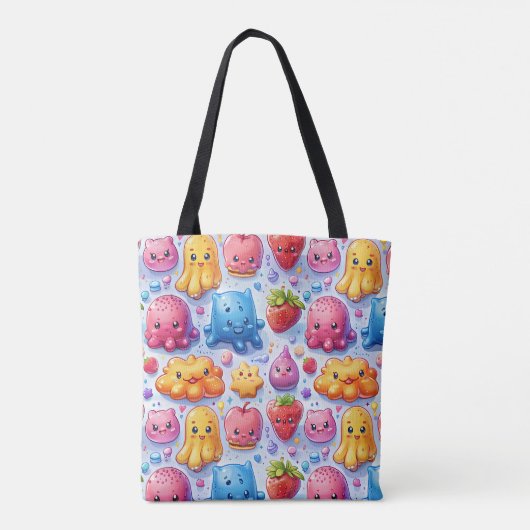 Vrolijke grappige schattige snoepjes tote bag (Achterkant)