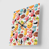 Vrolijke grappige schattige snoepjes vierkante klok (Hoek)