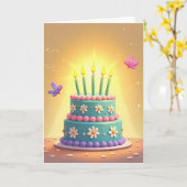 Vrolijke Gril Cake Kaart (Gele Bloem)