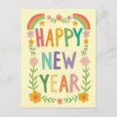 Vrolijke grillige HAPPY NEW YEAR Handlettering Briefkaart (Voorkant)