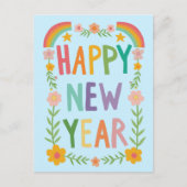 Vrolijke grillige HAPPY NEW YEAR Handlettering Briefkaart (Voorkant)