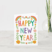 Vrolijke grillige HAPPY NEW YEAR Handlettering Kaart (Voorkant)