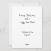 Vrolijke grillige kerstman in een besneeuwd dorp feestdagenkaart (Achterkant)