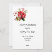 Vrolijke grillige sneeuwman in een besneeuwd dorp feestdagenkaart (Achterkant)