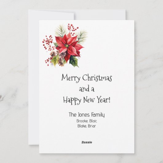 Vrolijke grillige sneeuwman in een besneeuwd dorp feestdagenkaart (Achterkant)