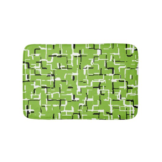 Vrolijke Groen/Wit/Zwart Trendy Badmat (Voorkant)