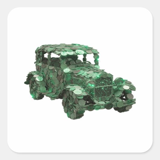Vrolijke Groene Abstracte Cadeausticker Vierkante Sticker (Voorkant)