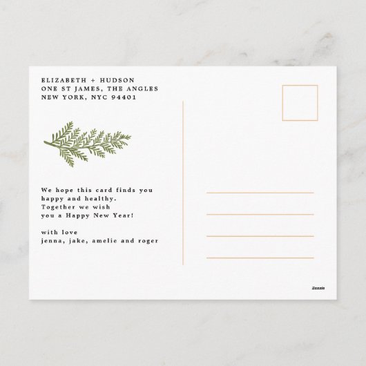 Vrolijke groene elegante kerstpunsettia feestdagenkaart (Achterkant)