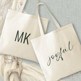Vrolijke Groene Kalligrafie Monogram Initialen Tote Bag