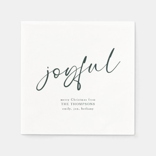 Vrolijke Groene Kalligrafie Vrolijk Kerstfeest Servet (Voorkant)
