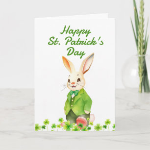 Vrolijke Groene Konijn Klavertjes St. Patrick's Da Kaart