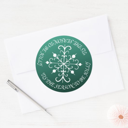 Vrolijke Groene Sneeuwvlok Stickers (Envelop)
