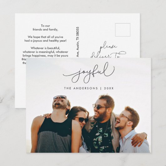 Vrolijke groet, vrolijke kerst familiefoto briefkaart (Voorkant / Achterkant)