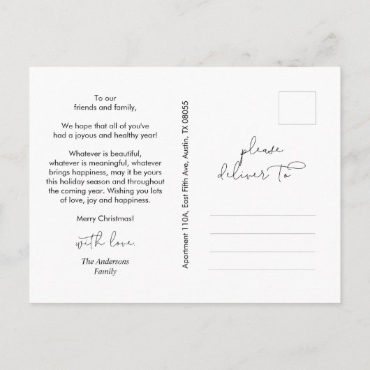 Vrolijke groet, vrolijke kerst familiefoto briefkaart (Achterkant)