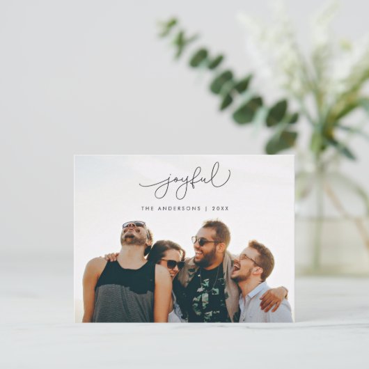 Vrolijke groet, vrolijke kerst familiefoto briefkaart (Staand voorkant)