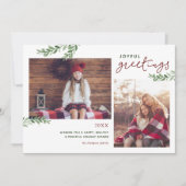 Vrolijke Groeten | Greenery Branches 2 Foto Feestdagenkaart (Voorkant)