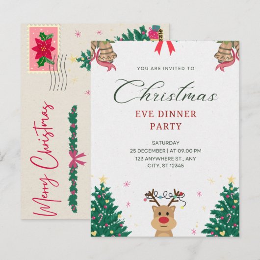 Vrolijke Groeten Kerst Briefkaarten (Voorkant / Achterkant)